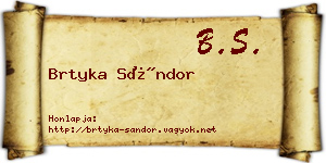 Brtyka Sándor névjegykártya